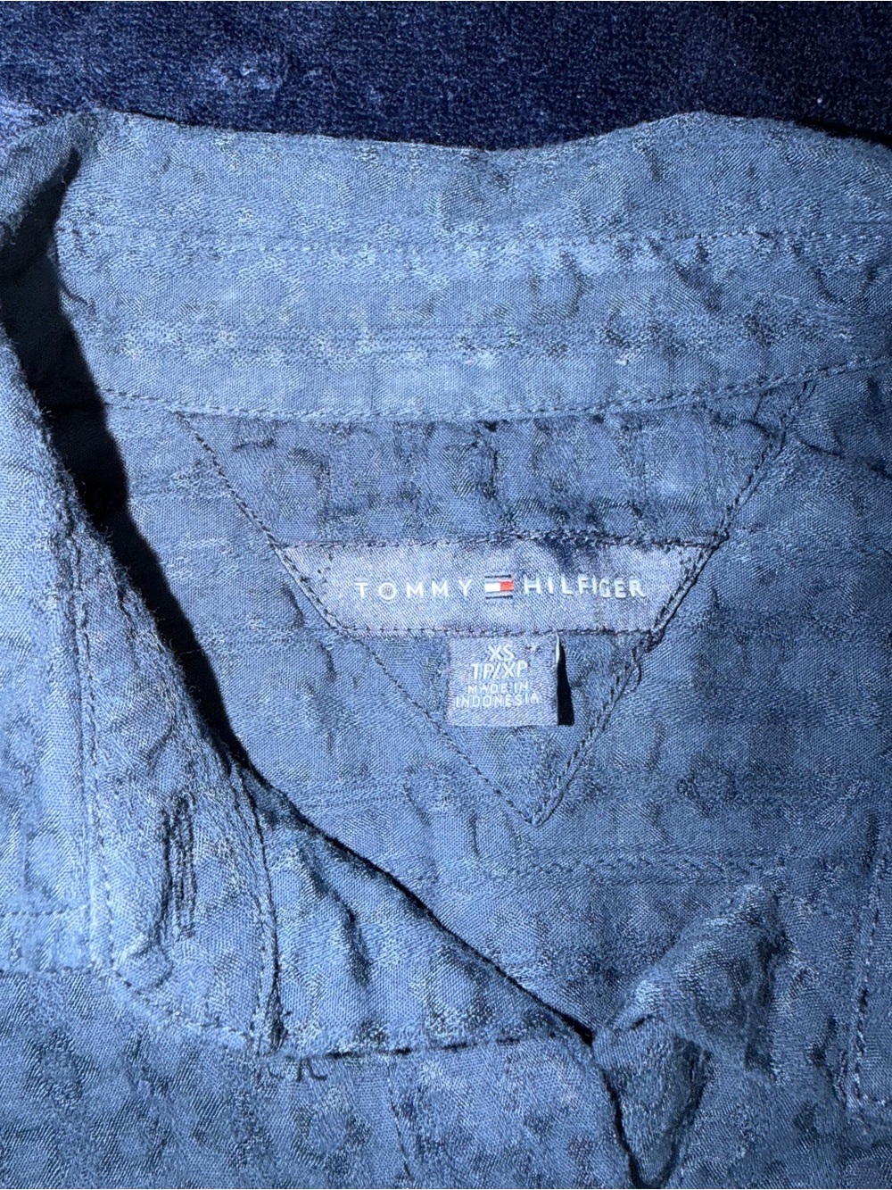 Tommy Hilfiger Dark Blue Textured Button-Up Shirt